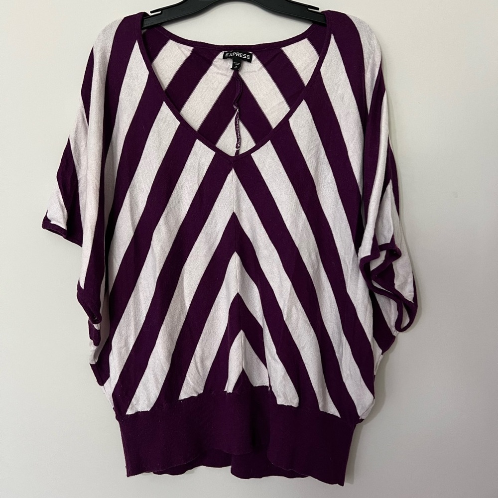 Express Purple and White Striped Top